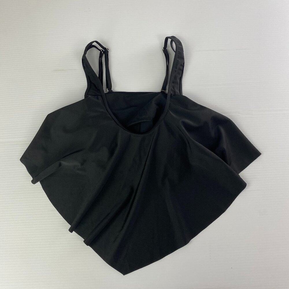 Bikini Top Women's Large Black Flounce Ruffle Swim Wear